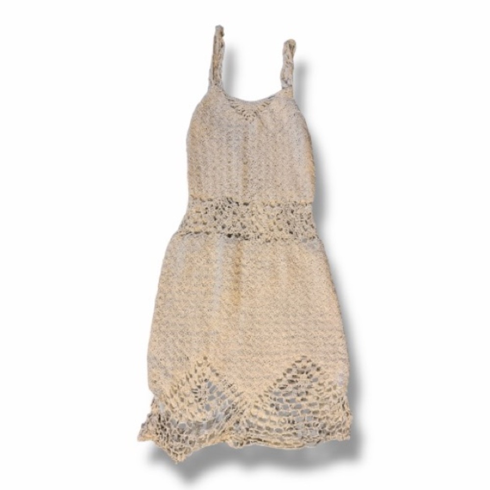 Cream Crochet Sleeveless Dress